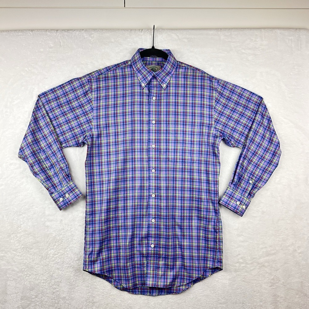 McCulleys Highlands NC Button Down Shirt Mens S Blue Multi Plaid NWOT Crisp